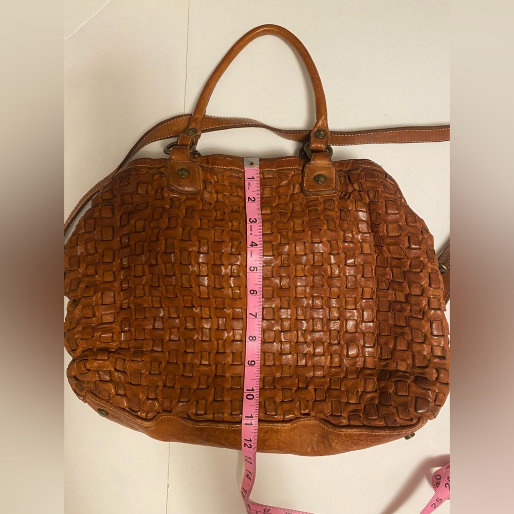Longellitti Italian Brown Woven Leather Handbag Large - Picture 8 of 8